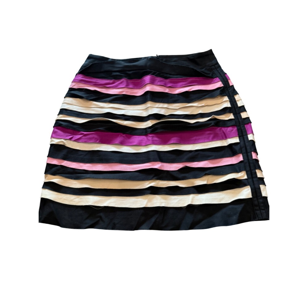 Ruffled Stripe Skirt Black Beige‎ Pink Purple  Cute Womens